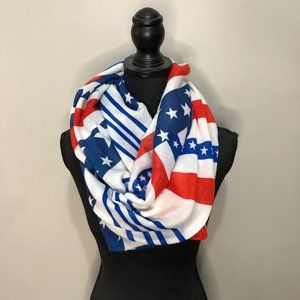 Stars & Stripes Infinity Scarf White/Blue/Red One-size